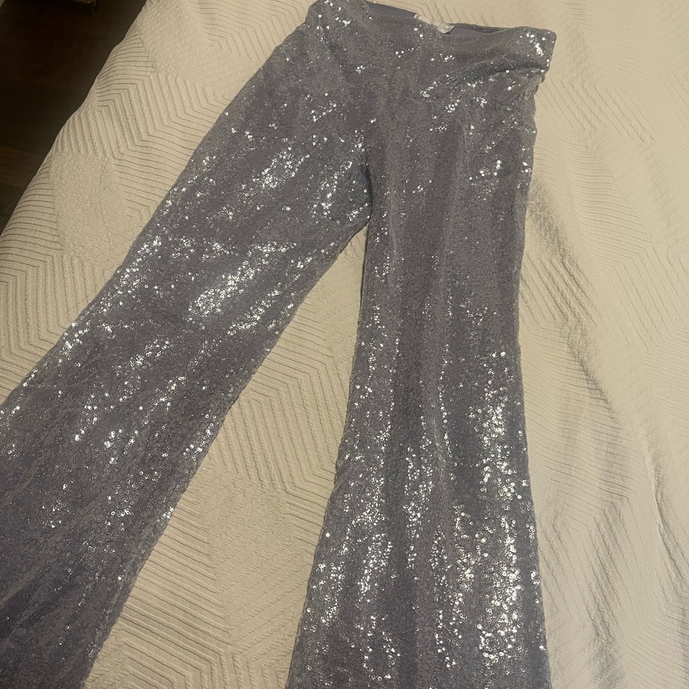 Mango Glittering Silver purple Sequin Skirt